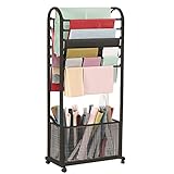 LILANAI Modern 55 Inch Tall Scarf Rack Stand, Vertical Movable Towel Display Rack Space Saving Storage Stand, for Tie Shawl Wrapping Paper (Color : Black, Size : 100cm/39.4inch)