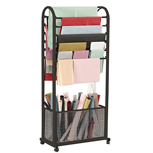 LILANAI Modern 55 Inch Tall Scarf Rack Stand, Vertical Movable Towel Display Rack Space Saving Storage Stand, for Tie Shawl Wrapping Paper (Color : Black, Size : 100cm/39.4inch)