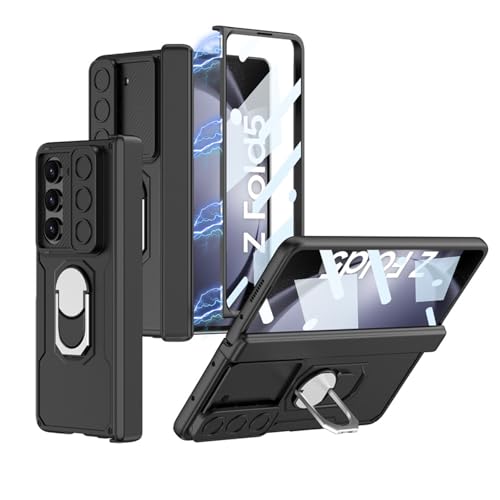 for Galaxy Z Fold 5 �p �P�[�X �X���C�h���J�����J�o�[ �K���X�t�B�����t�� ��]���X�^���h �c�����Ή� �ϏՌ� ���^ �q���W�ی� �T���X�� �M�����N�V�[ Z Fold 5 �J�o�[ �����K���X�ی�t�B���� �܏�ݎ��X�^���h PC�f�� ���C