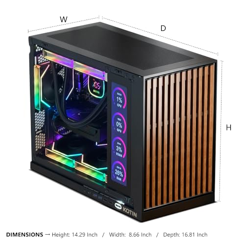 Image of KOTIN Prebuilt Gaming PC, Ryzen 7 9700X, 32GB DDR5, RTX 5060 8GB, 1TB SSD | 360mm Liquid Cooled Gaming Desktop, 11.3in Smart Display, 650W 80+ Gold PSU, WiFi 7, Assembled in USA, Windows 11 ARGB Tower