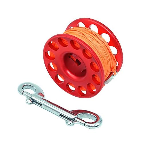 Namvo Carrete de dedo de buceo de 30 m, carrete de dedo con gancho en forma de P para buceo