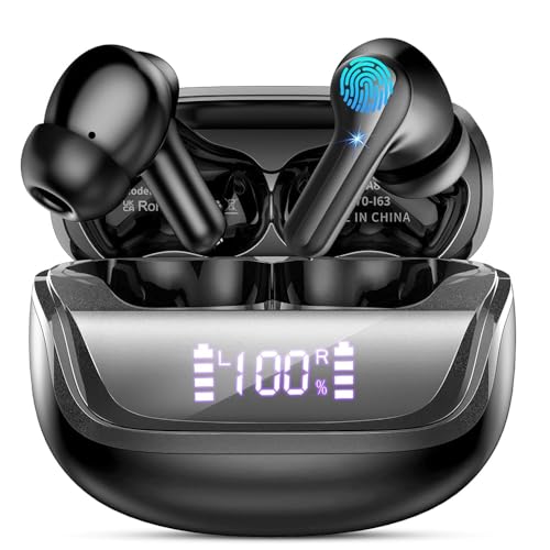 Auriculares Inalambricos 5.4, Auriculares Bluetooth con Reducción de Ruido ENC, Cascos Inalambricos HiFi Estéreo con HD Micrófono, 45H Cascos Bluetooth Pantalla LED, IP7 Impermeable para iOS Android