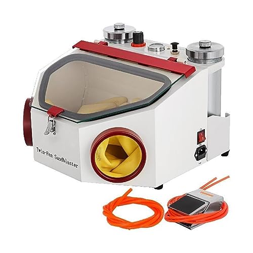 Equipo de chorro arena laboratorio 2 bolígrafos + tanques con luz LED Ventana vista grande y control pedal for eliminar óxidos Funcionamiento Estable