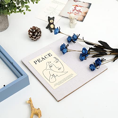 Image of Muzilife 8x8 Shadow Box Picture Frame with Linen Board - Deep Wood & Glass Display Case Ready to Hang Memory Box Baby Sports Memorabilia, Pins, Medals, Wedding, Tickets and Photos, Blue