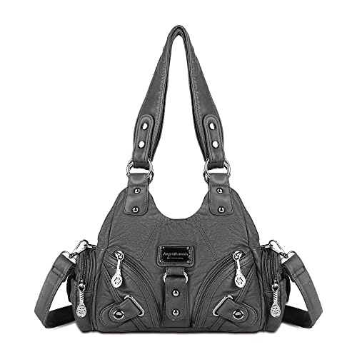 Angel Kiss Purses for Women Small Hobo Shoulder Bags Vagen Leather Multi-Pocket Tote Bag with Zipper