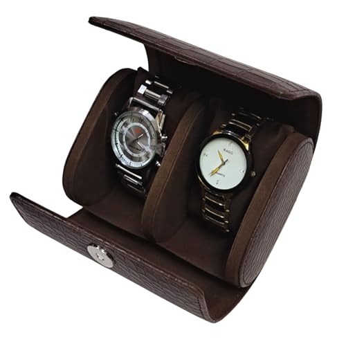 Image of THE CASE Luxury 2 Slot Watch Roll Case for Men & Women - Faux Leather Travel Watch Organizer with Soft Velvet Interior, Portable Watch Storage Box