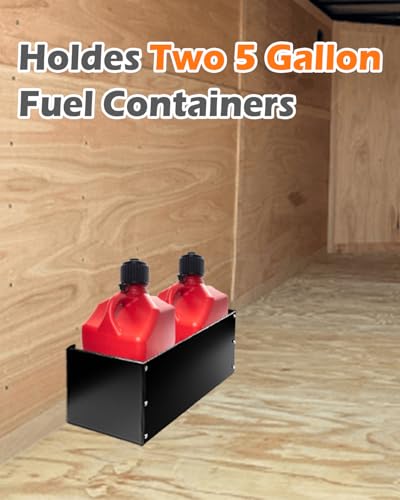 Image of Fuel Jug Holder Rack, Gas Can Mount fits Two 5 Gallon Fuel Containers with Base Dimensions Under 11 Inches, Gas Can Holder for Trailer (Three-Sided Support)