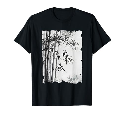 Bamboo Grove Japanese Art - Gráfico vintage de bambú Sumi-e Camiseta