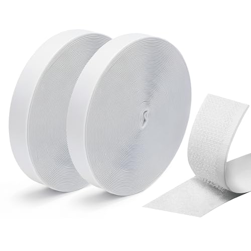 20 mm x 10 m White Hook and Loop Tape Self Adhesive Sticky Back Fastening Tape, Double Sided Sticky Tape for Home, Office, and Craft Projects