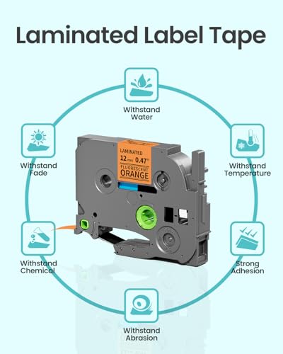 Image of 2-Pack TZe-B31 Orange Label Tape 12mm 0.47 inch Laminated Replacement for Brother Label Maker Tape TZeB31 Black Print on Fluorescent Orange Compatible with Brother Ptouch PT-D210 PT-H110 PT-D220 PT-D400