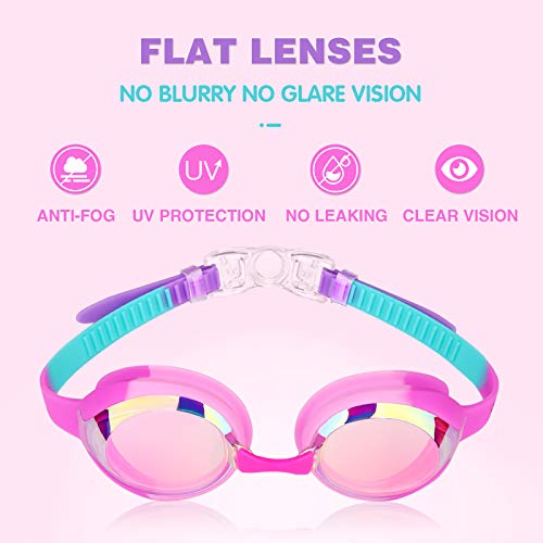 Image of Keary Kids Swim Goggles for Toddler Children Girls Boys Youth, Anti-Fog Waterproof UV Protection Clear Vision