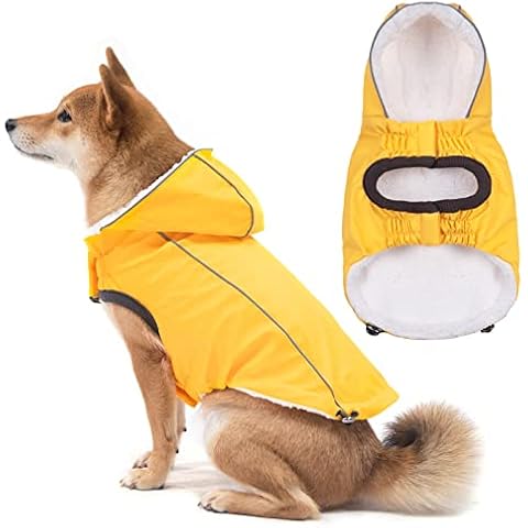 DILLYBUD Winter-Hunde-Regenmanteljacke, wasserdicht, winddicht, mit Kapuze Cover