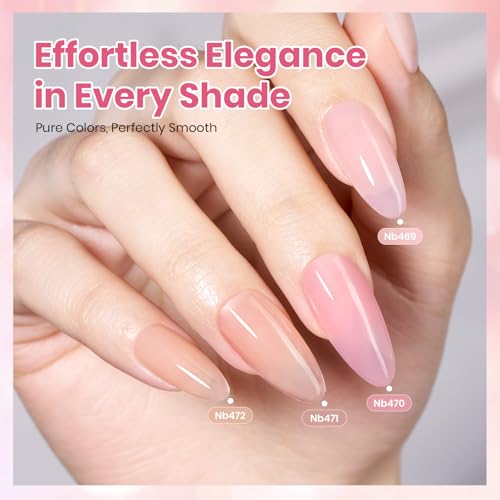 Image of Beetles Jelly Gel Nail Polish Set - 6 Colors 15ML Full Size Full Size HEMA-Free Nude Pink Brown Milky White Sheer Gel Polish Kit Translucent Effect Soak Off UV Colorful Bottle Gel Gift for Women
