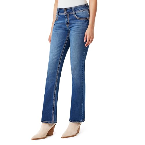 WallFlower Luscious Curvy Bootcut Jeans for Women Mid-Rise Insta Stretch Denim, Size Inclusive Juniors Jeans, Sizes 0 to 24