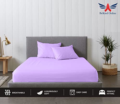 Image of Alberta King - 96 inchx96 inch Size Luxury 600 Thread-Count 100% Egyptian Long Staple Cotton Sheets Set Sheet Set Soft & Silky Sateen Weave 26 inch Extra Deep-Pockets - Alberta King, Lilac