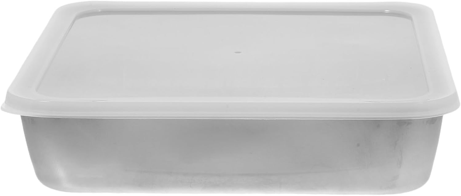 Stainless Steel Rectangular Roasting Pan with Rack and Lid 20x20x5cm Metal Grill Basket Oven Baking Accessories for Meat Vegetable Fish Cooking and Outdoor Grilling