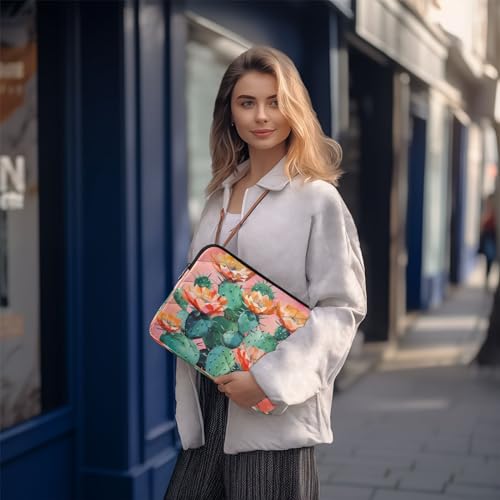 Funda para portátil 13-14 pulgadas con diseño cactus y flores miniatura 7