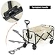 QWORK® Faltbarer Bollerwagen zum Campen, Strandwagen Transportwagen mit Verstellbarem Griff und Seitentasche, Belastung bis 80KG