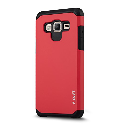 J&D Case Compatible For Galaxy On5 Case, Heavy Duty Dual Layer Hybrid Shock Proof Protective Rugged Bumper Case For Samsung Galaxy On5 Case, Red #TOP2