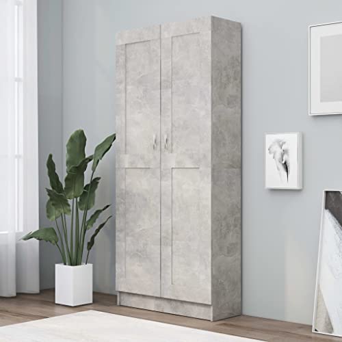 QZZCED Estantería decorativa para salón, librería, oficina, estantería para libros, estantería gris hormigón, 82,5 x 30,5 x 185,5 cm, material de madera para salón, dormitorio, oficina