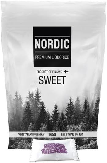 Traditional Scandinavian Liquorice In Premium Pouch | Sweets, Lightly Salted, Salted, Suger Free, School Chalk, Salted Mix | 165-180g Boxed Treatz (PREMIUM NORDIC - Sweet 180g)