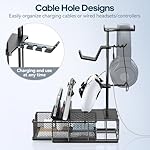 KDD Headphone Stand with Drawer - Headset & Controller Holder for Desk - Aluminum Supporting Bar Earphone Stand with Cable Organizer - Universal Gaming PC Accessories Storage - Image 3
