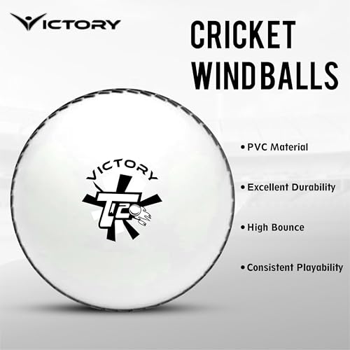 Image of Victory T-20 Synthetic Cricket Ball for Tournament, Street Match - Wind Ball (White)