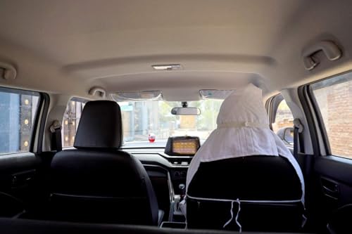 Image of MISHIKA Cotton Car Seat Towel Cover, Universal Fit, Beige, Soft Driving Comfort, 130x50 cm (1, White, 30 x60)