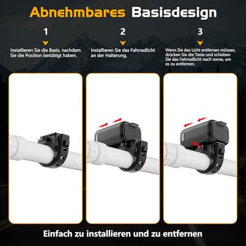 LED Fahrrad Licht Vorne Fahrradlicht USB C Aufladbar Fahrradlampe mit 1000mAh Akku, StVZO Zugelassen Fahrradbeleuchtung Vorne IPX5… – Ansicht 6