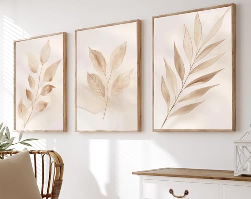 Décoration d'intérieur bohème : tableau minimaliste beige et affiche botanique moderne