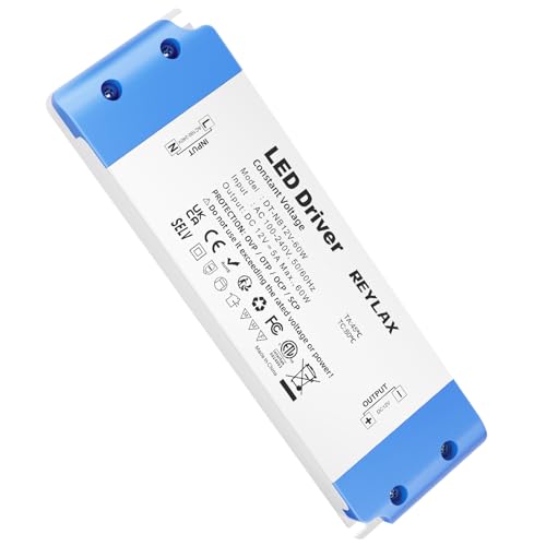 REYLAX LED Driver 12V 60W Ultra Slim 12V Transformer 240V AC to 12V DC 5A Low Voltage Power Supply Constant Voltage for LED Strip Lights G4 MR11 MR16 Light Bulbs
