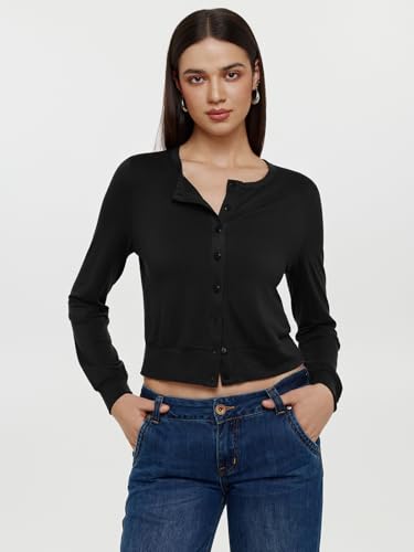 REORIA Womens 2025 Fall Fashion Lightweight Long Sleeve Button Down Casual Wool Blend Cardigan Sweaters4