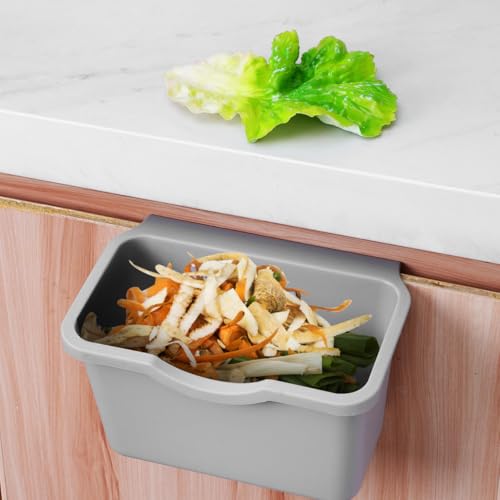 Bote de basura colgante para cocina gris rectangular miniatura 3