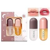 2 Pcs Natural Lip Plumper, Pflanzenextrakte Plumping Lip Serum, Tag und Nacht Double Effect Natural Lip Enhancer, Derol Lip Plumper Lip Plumping Balm, Klarer Lipgloss für vollere und Beauty Lips