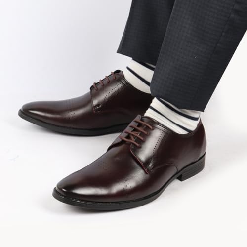 Image of FAUSTO Men's Party Formal Office Genuine Leather Lace Up Shoes