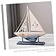 CIMAXIC Mediterranes Segelboot-Ornament Holzernes Segelschiff Modell Tischdeko Dekoration Für Schlafzimmer Und Wohnzimmer