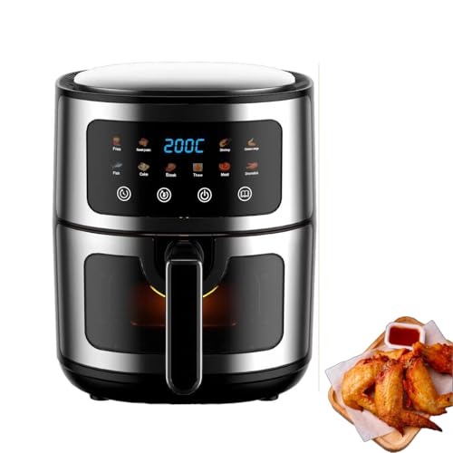 Freidora de Aire 8L, freidora Digital Perspectiva de 1400W, Ventanas de Perspectiva Inferiores de 180 °, horneado y deshidrato, lavavajillas Seguros, tamaño de Aceite Saludable sin Aceite