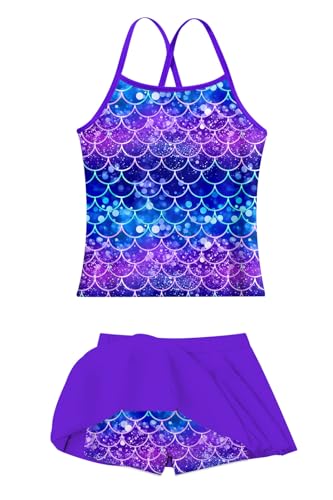 Image of Girls Tankini Swimsuit Two Piece Bathing Suit with Adjustable Strap 3-13 Years