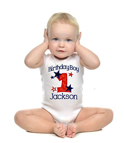 First Birthday Boy Outfit Bodysuit Personalized with Baby Custom Name2