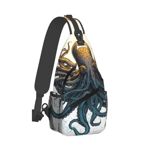 Sun Ocean Octopus Cross Chest Bag Diagonal para hombre y mujer miniatura 2