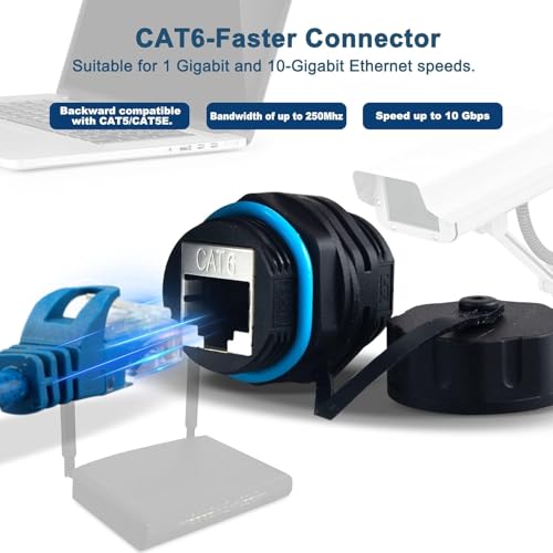 10 conectores RJ45 CAT6 resistentes al agua pack miniatura 3