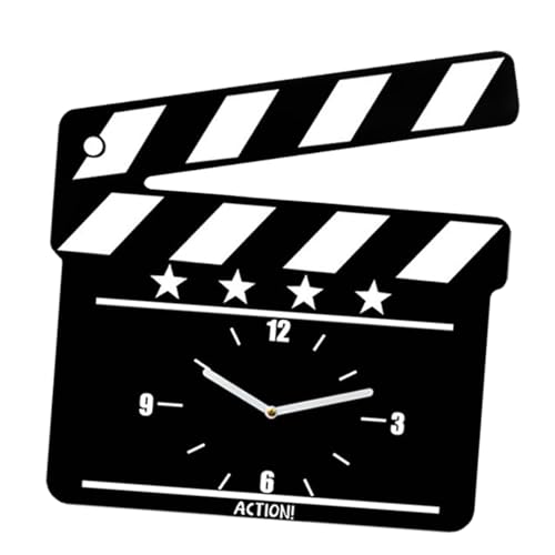 Sharplace Horloge de cinéma silencieuse et Moderne en Acrylique, Clap de cinéma, décoration Murale sans, idéale pour Bureau, Chambre, Bar ou, 40cm