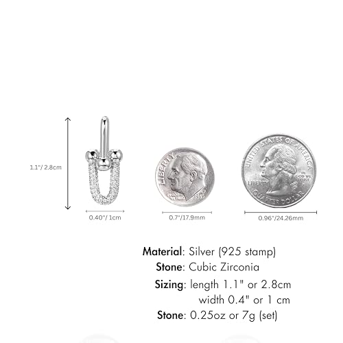 QueenBee Small 14K Gold & 925 Sterling Silver Paperclip Zirconia Hoop Earrings – Dainty Convertible Huggie with Removable Drop, Adjustable Retro Jewelry Gift for Holidays, Weddings, Birthdays & Bridesmaids4