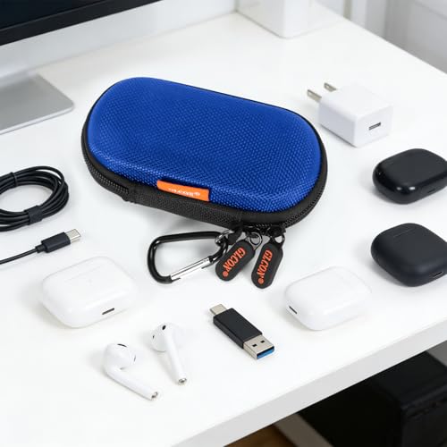 Image of Ultra-Hard Small Carrying Case for Wired Earbuds, Heart Monitor, USB Flash Drive, Charging Cable - Portable Mini IEM Case Universal Pouch Bag for in Ear Monitor, Airpods, Galaxy Buds, Earpods