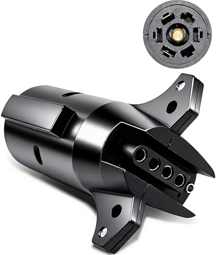 NEW SUN Ultimate Trailer Adapter 7 Pin to 5 Pin RV Adapter Connector for Trailers & RV Exterior Accessories Round Plug 7 Way Blade to 5 Way Flat Connector Waterproof