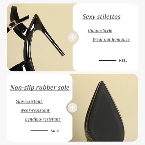 Women's Patent Leather Stiletto Platform Slingback Pumps Pointed Closed Toe Ankle Strap High Heel Comfort Dressy Prom Comfort Dressy4