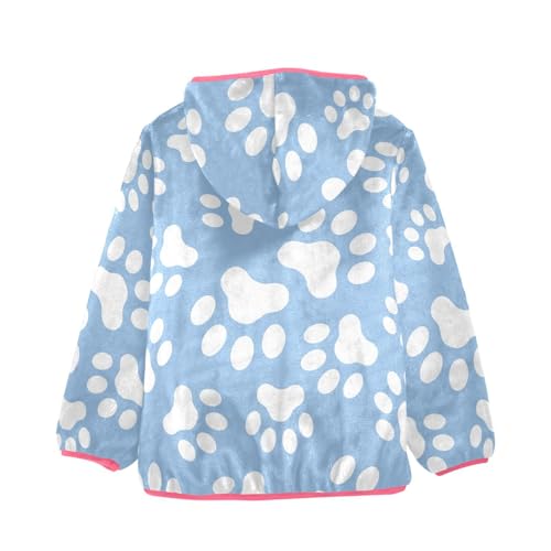 OTVEE Dog Paw Pawprints on Blue Kids Hoodie Jacket Fall Spring Full Zip Warm Outwear Coat2