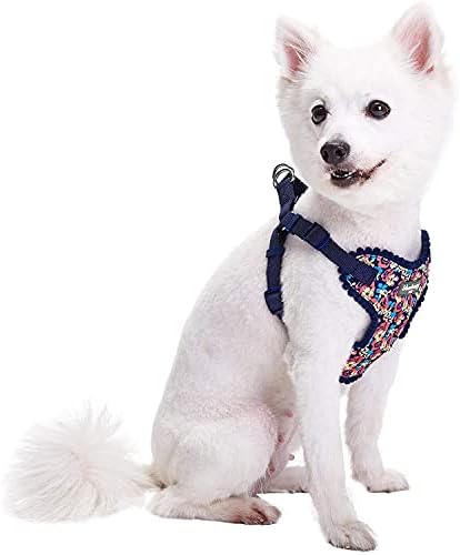 Blueberry Pet 5 Patterns Soft & Comfy Made Well Profound Floral No Pull Mesh Puppy Dog Harness Vest in Navy, Chest Girth 14"-16", X-Small, Adjustable Harnesses for Dogs & Cats