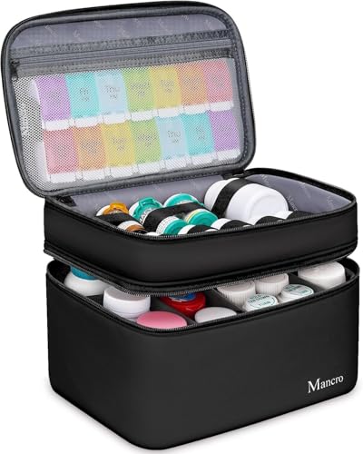 Image of Mancro Dual Layers Medicine Organizer Bag with Lockable Zipper, XL | Pill Bottle Organizer Storage, Medication Bag for Pills, Vitamins, Medical Supplies for Home Storage, College Medicine Kit