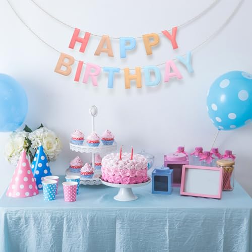 Image of Mindsoft Felt Happy Birthday Garland Rainbow Banner Reusable Happy Birthday Sign Party Supply for Party Decor (Macaron Color,Normal)